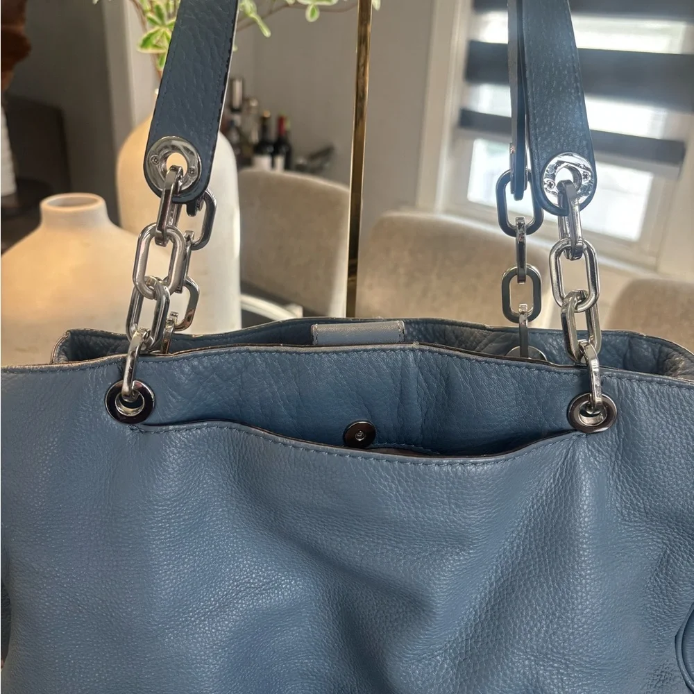 Michael Kors Slate Blue Leather Shoulder Bag